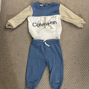 Calvin Klein Kids Blue and Cream Jogger Set